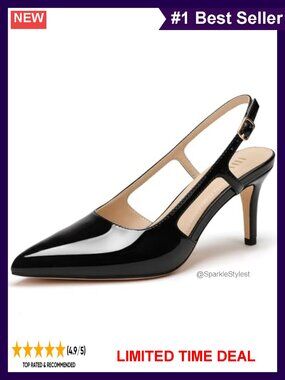 Kitten Heel Slingback Pointed Toe Pumps Dress Shoes